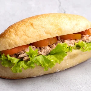 Ciabatta sandwich with tuna mayo and fresh lettuce.